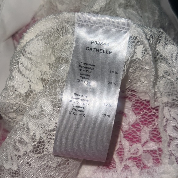 Anne Fontaine Cathelle Stretch Sheer Lace Shirt in White, size 40 - Picture 4 of 7